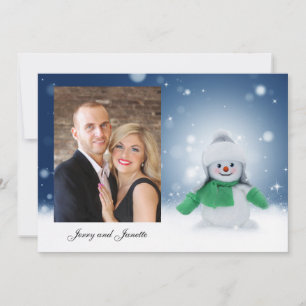 Cartão De Festividades Colorida Snowman personalize com a sua fotografia