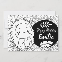 Cartão De Festividades Colorido Floral de Aniversário dos Porcupine Kids
