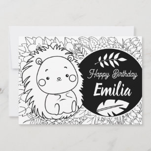Cartão De Festividades Colorido Floral de Aniversário dos Porcupine Kids