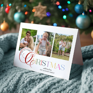 Cartão De Festividades Colorido Moderno Feliz Natal Script 3-Foto