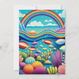 Cartão De Festividades Colorido Subaquático Sob o Arco-íris