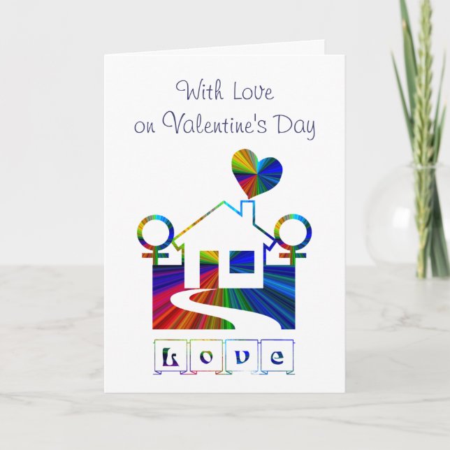 Cartão De Festividades Com amor em lésbica Dia de os namorados (Frente)