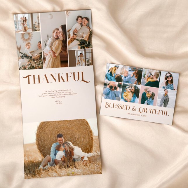 Cartão De Festividades Com Dobra Tripla Abençoado Rico 18 Foto de Ação de Graças (Criador carregado)