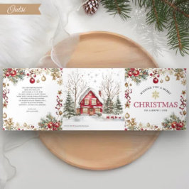 Cartão De Festividades Com Dobra Tripla Aldeia Mágica de Inverno Festivo 4 Fotos Natal