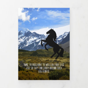 Cartão De Festividades Com Dobra Tripla Amante de Cavalos Meu Cavalo é Meu Grande Coração