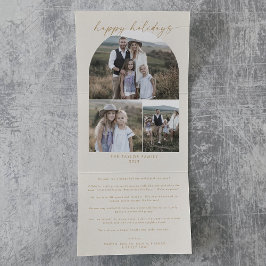 Cartão De Festividades Com Dobra Tripla Arco Moderno | Cream Feliz Feriados Colagem de Fot