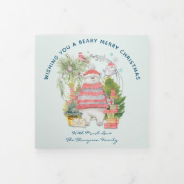 Cartão De Festividades Com Dobra Tripla Bear Feliz Natal 5 Fotografias Festivas Newletter