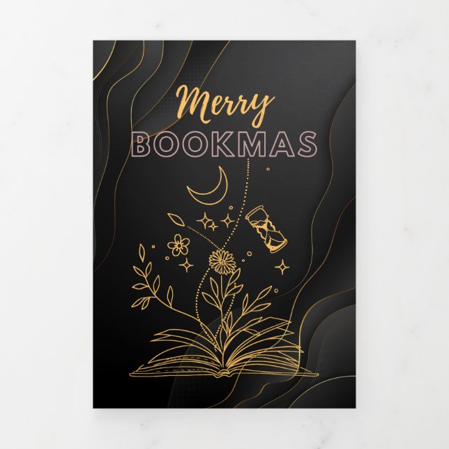 Cartão De Festividades Com Dobra Tripla Bookmas de feliz - Livros de Natal (Cobrir)