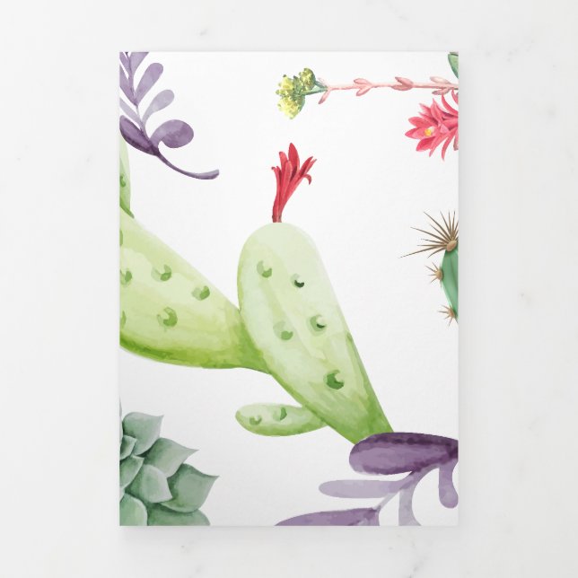 Cartão De Festividades Com Dobra Tripla Cactus Pattern (Cobrir)