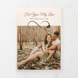 Cartão De Festividades Com Dobra Tripla Cartão de Amor com Foto Trifold Romântico do Dia d