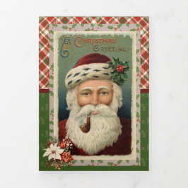 Cartão De Festividades Com Dobra Tripla Cartão de Férias com Foto Vintage Dobra em Três