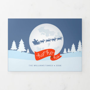 Cartão De Festividades Com Dobra Tripla CARTÃO DE FÉRIAS DE NATAL COM FOTO Ho Ho Ho Feli