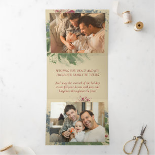 Cartão De Festividades Com Dobra Tripla Charming Paint Christmas   Red Blue Green 3 Foto