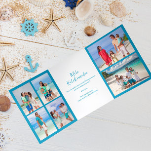 Cartão De Festividades Com Dobra Tripla Colagem de Fotos da Família Mele Kalikimaka Praia 