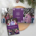 Cartão De Festividades Com Dobra Tripla Colagem de Fotos de Natal Purple Winter<br><div class="desc">Mande a sua família e amigos um cartão de Natal com tema roxo e bonito com as suas fotos familiares favoritas.</div>