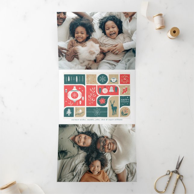 Cartão De Festividades Com Dobra Tripla Colagem Festiva de Férias (Dentro)