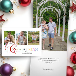 Cartão De Festividades Com Dobra Tripla Colorido Script Moderno Feliz Natal 3-Foto