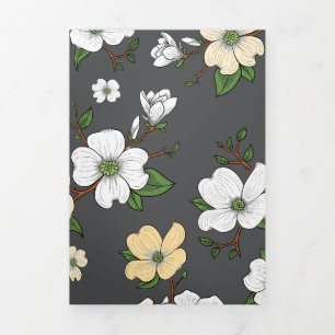 Cartão De Festividades Com Dobra Tripla Design Floral 5