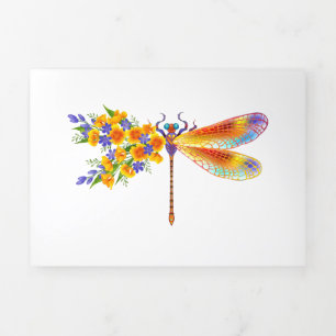 Cartão De Festividades Com Dobra Tripla Dragonfly Amarelo