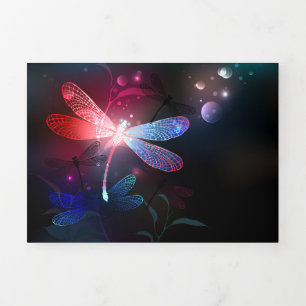 Cartão De Festividades Com Dobra Tripla Dragonfly vermelha