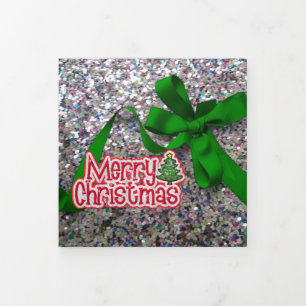 Cartão De Festividades Com Dobra Tripla Duas fotos de relâmpago de Natal