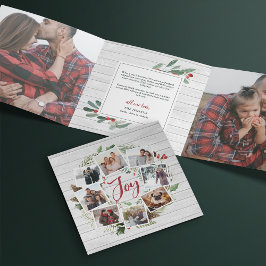 Cartão De Festividades Com Dobra Tripla Farmhouse Wreath | Foto múltipla