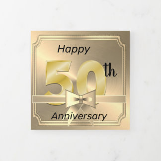 Cartão De Festividades Com Dobra Tripla Feliz Cartão com fotos de 50º aniversárioTrês Dobr