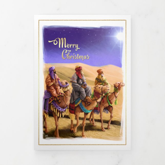 Cartão De Festividades Com Dobra Tripla Feliz Natal. Arte Nativa Africana-Americana (Cobrir)