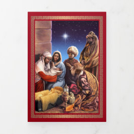 Cartão De Festividades Com Dobra Tripla Feliz Natal. Arte Nativa Africana-Americana