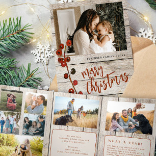 Cartão De Festividades Com Dobra Tripla Feliz Natal, multifamília de fotos, madeira rústic