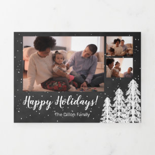 Cartão De Festividades Com Dobra Tripla Feriado 6-Foto da Floresta de Pinheiros Neves do Q