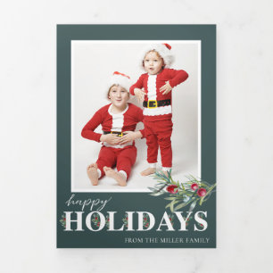 Cartão De Festividades Com Dobra Tripla Férias Felizes de Natal Trifold Foto Christmas 