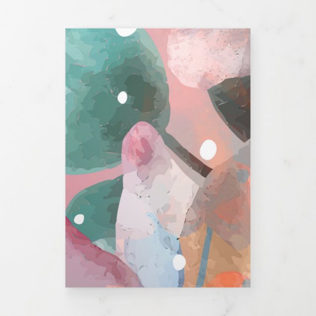 Cartão De Festividades Com Dobra Tripla Flores de Abstrato de Aquarela 1 (Cobrir)