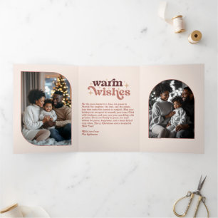 Cartão De Festividades Com Dobra Tripla Foto de Natal com Brilho de Vinho Aquecido e Vibra
