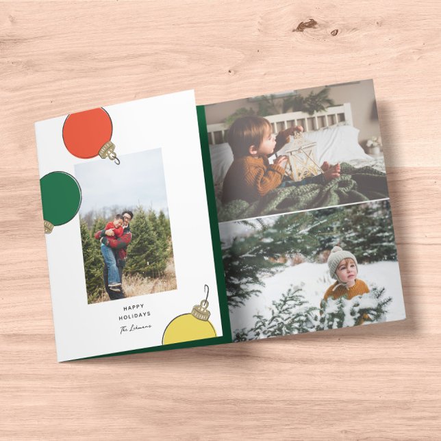 Cartão De Festividades Com Dobra Tripla Foto de Ornamentos Retroativos (Criador carregado)