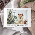 Cartão De Festividades Com Dobra Tripla Foto de Script Feliz de Natal<br><div class="desc">O cartão de Natal minimalista apresenta o Natal em guião chique e 4 fotos.</div>