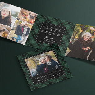 Cartão De Festividades Com Dobra Tripla Foto de Xadrez de Hunter Green Tartan
