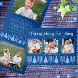 Cartão De Festividades Com Dobra Tripla Foto do Elegante Elegante Interreligioso Azul de f<br><div class="desc">Crie seus próprios 5 cartões de natal triplos fotográficos com esta elegante Feliz azul clara e azul escura Feliz Tudo design inter-religioso. O design horizontal apresenta três das suas fotos favoritas na frente, com cantos arredondados e bordado com uma fina estrutura azul em um rico fundo azul real. Corresponder texto...</div>