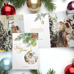 Cartão De Festividades Com Dobra Tripla Foto do Enfeites de natal do Pinheiro de Saudações