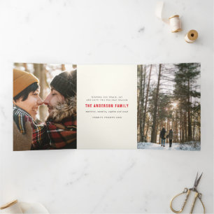 Cartão De Festividades Com Dobra Tripla Fotografia múltipla colorido da feliz de Natal