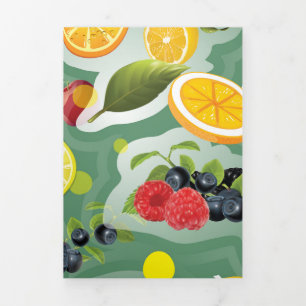 Cartão De Festividades Com Dobra Tripla Frutas mistas 7