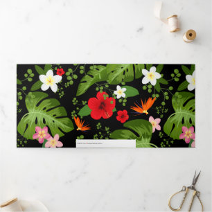 Cartão De Festividades Com Dobra Tripla Fundo das Flores Tropicais 4
