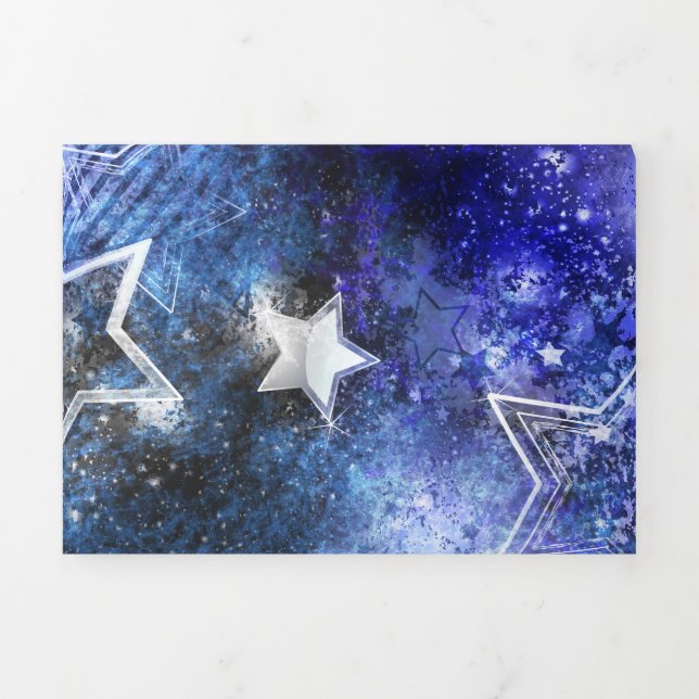 Cartão De Festividades Com Dobra Tripla Fundo de Espaço com Estrelas (Cobrir)