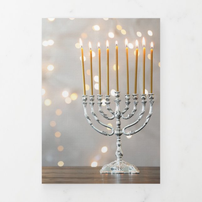Cartão De Festividades Com Dobra Tripla Hanukkah (Cobrir)