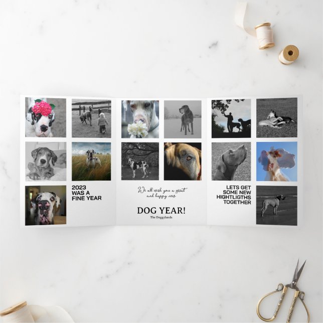 Cartão De Festividades Com Dobra Tripla Jahresrückblick Fotos Karte (Dentro)