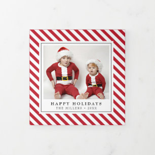Cartão De Festividades Com Dobra Tripla Jolly Stripes Cartão com fotos de Férias de Natal