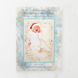 Cartão De Festividades Com Dobra Tripla Jornal de Natal Ano em Revisão Fotografias Congela