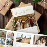 Cartão De Festividades Com Dobra Tripla Juntos, vários anos fotográficos em revisão<br><div class="desc">Feliz simples e minimalista e Grateful juntos faux gold chic guipografia escrita à mão ano na revisão 8 galeria de imagens galeria de colagens limpas cartão de feriado branco com o seu texto personalizado personalizado.</div>