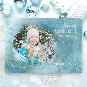 Cartão De Festividades Com Dobra Tripla Magical Sparkly Winter Snow Photo
