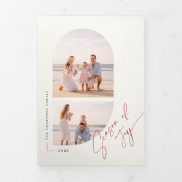 Cartão De Festividades Com Dobra Tripla Modern Stylish Arch Family Photo Beach Christmas